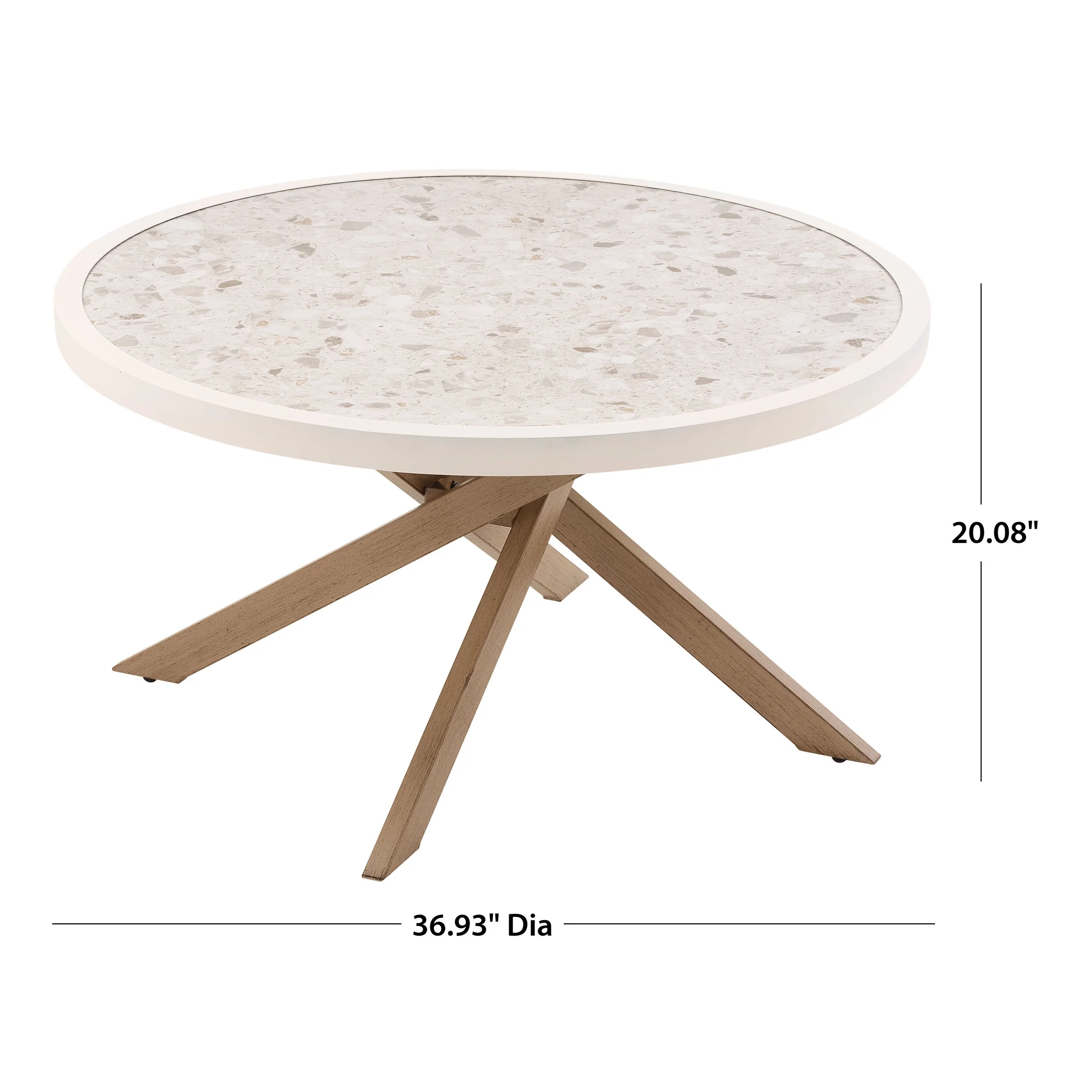 Better Homes & Gardens Paige 37" Round Outdoor Tile-Top Coffee Table, White