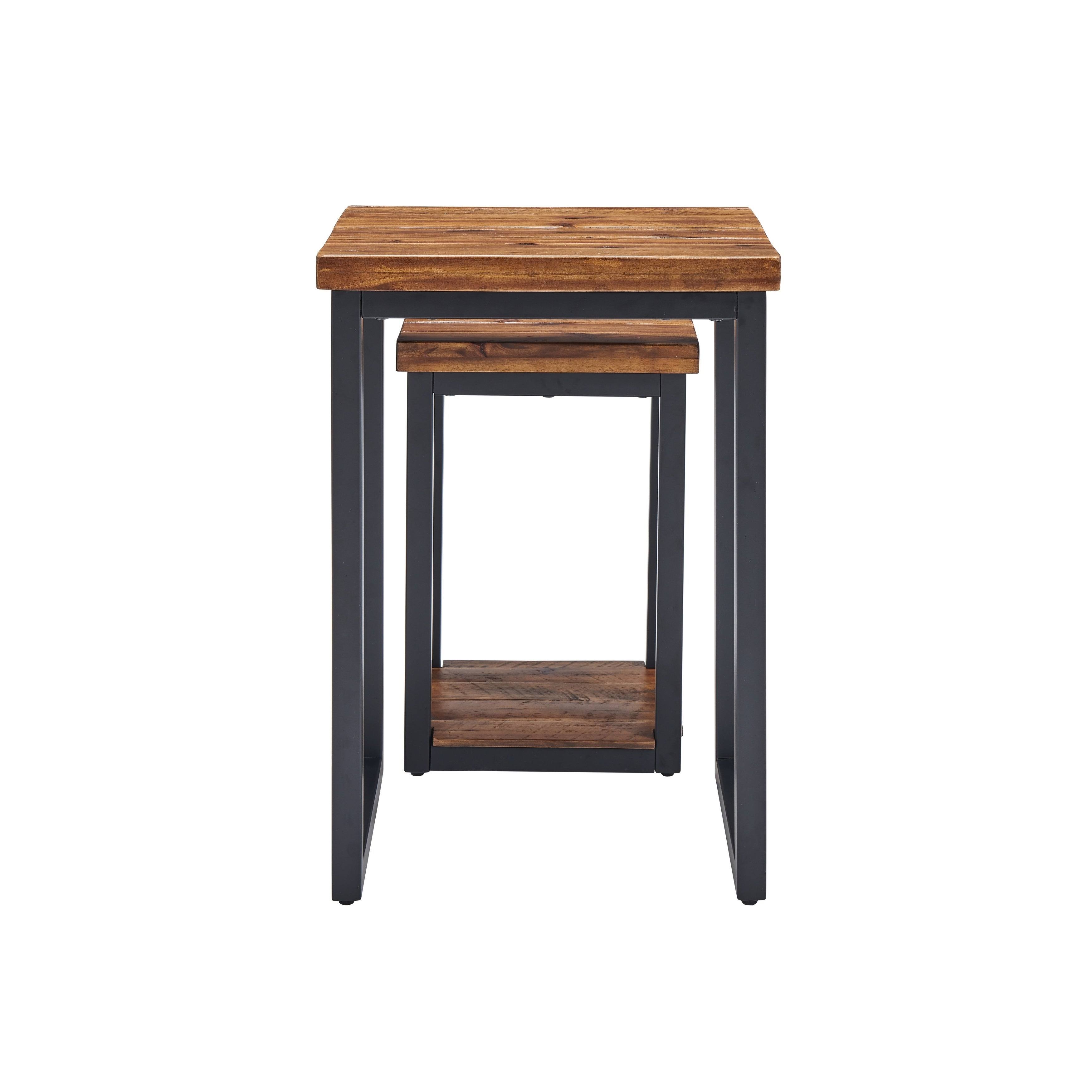 Carbon Loft Ciaravino Rustic Wood Nesting End Tables (Set of 2)