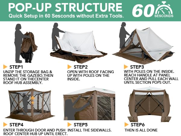 COBIZI 12x12ft Pop up Gazebo Screen Tent Screen House for Camping, Camping Outdoor Screened Gazebo, Canopy Tent