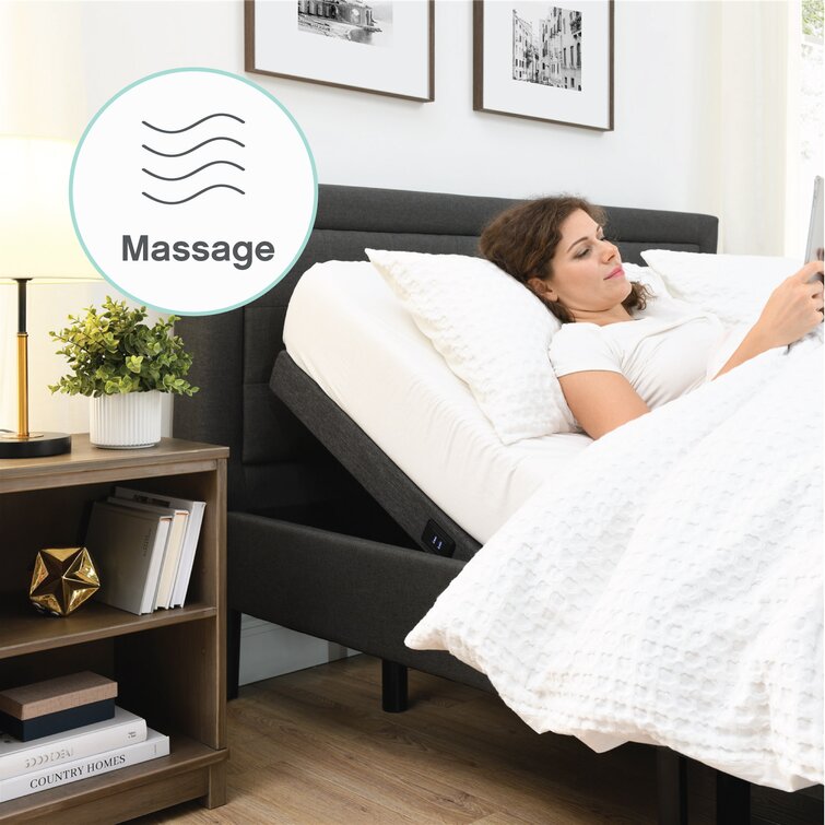 【Furniture】 Sleep 15" Massaging Zero Gravity Adjustable Bed with Wireless Remote