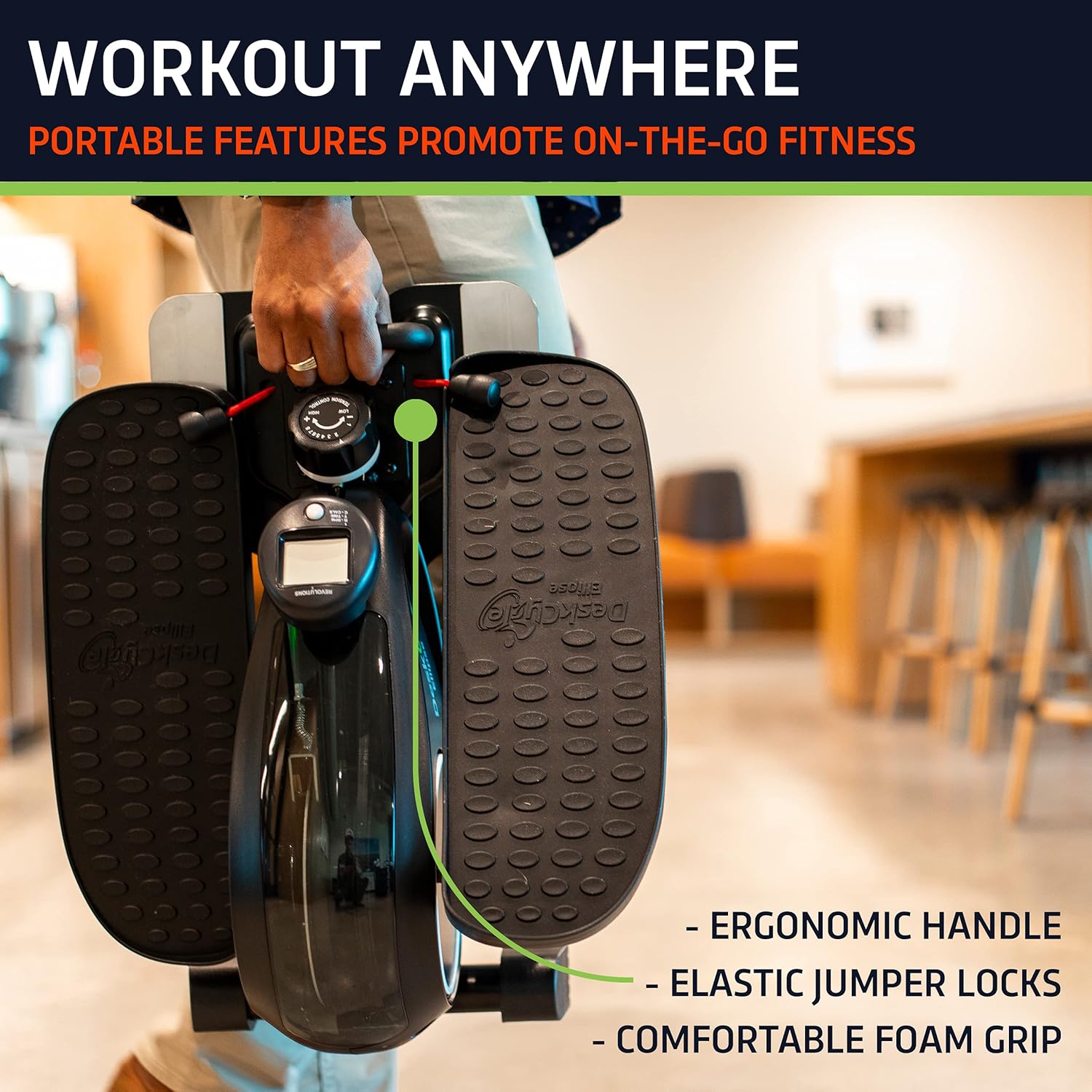 DeskCycle Ellipse Under Desk Elliptical Machine, Compact Mini Seated Elliptical Desk Exercise Equipment, Desk Cycle Pedal Exerciser, Black