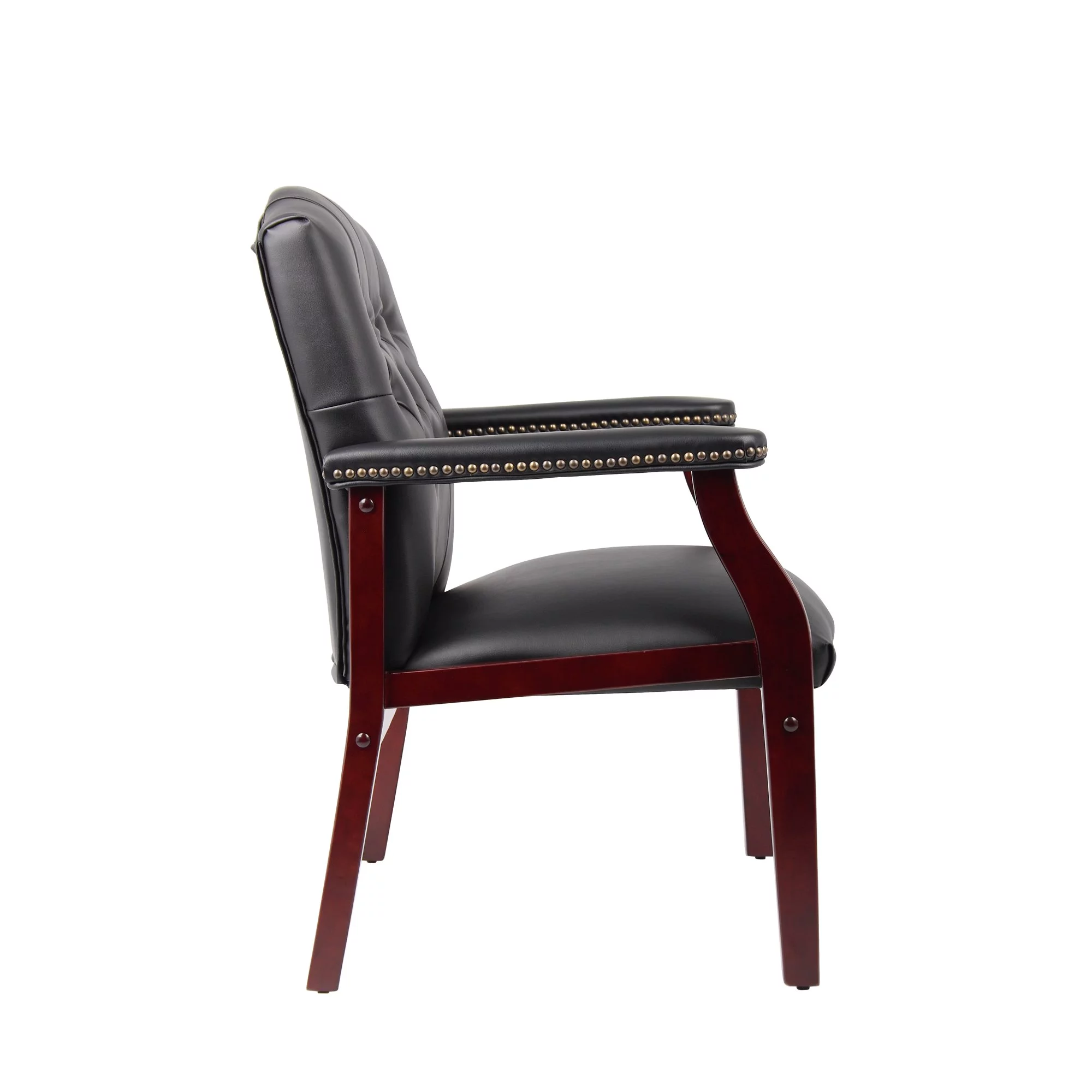 Leather Reception Guest Chairs W/Padded Seat and Arms Ergonomic Mid-Back Office Executive Side Chair for Meeting Waiting Room Conference Office Guest