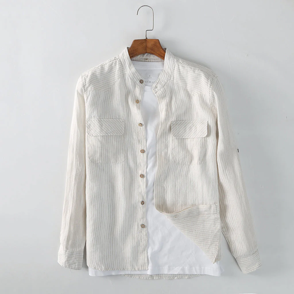 Men's Long Sleeve Linen Shirt C022