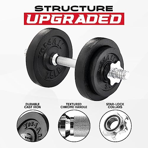 Yes4All Old School Adjustable Dumbbell Set with Weight Plates, Star Lock Collars/Connector, 40lbs to 200lbs Adjustable Weight Plates Set