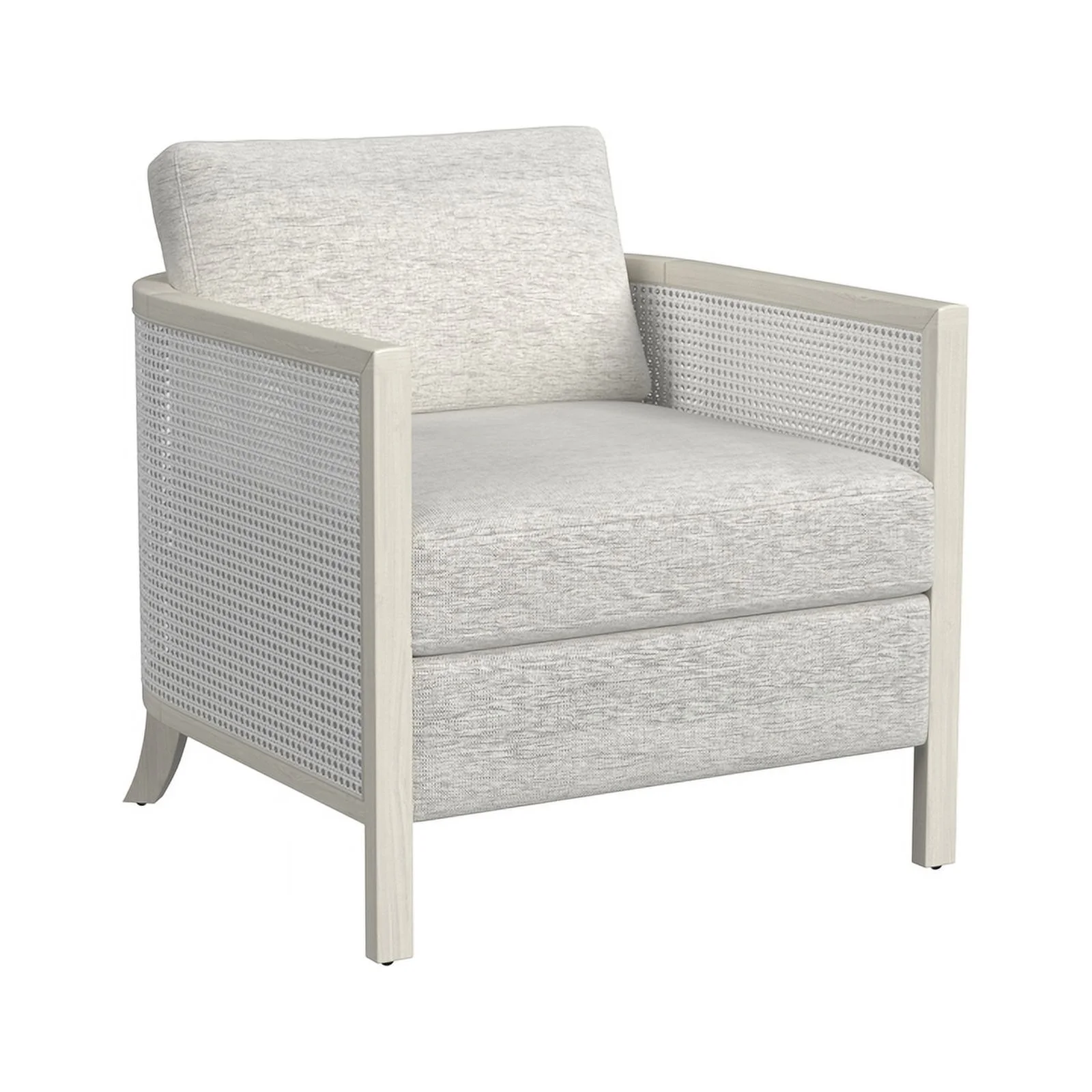 Maklaine Coastal Farmhouse Accent Chair in Hand Brushed White Wood and Fabric