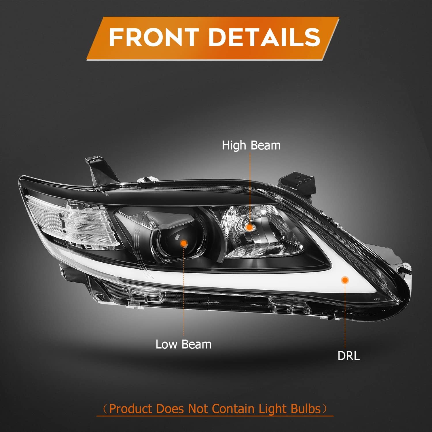 LBRST LED Projector Headlight Assembly For Toyota Camry 2010-2011 LED Sequential Turn Signal Light DRL Front Lamps Driver and Passenger Side