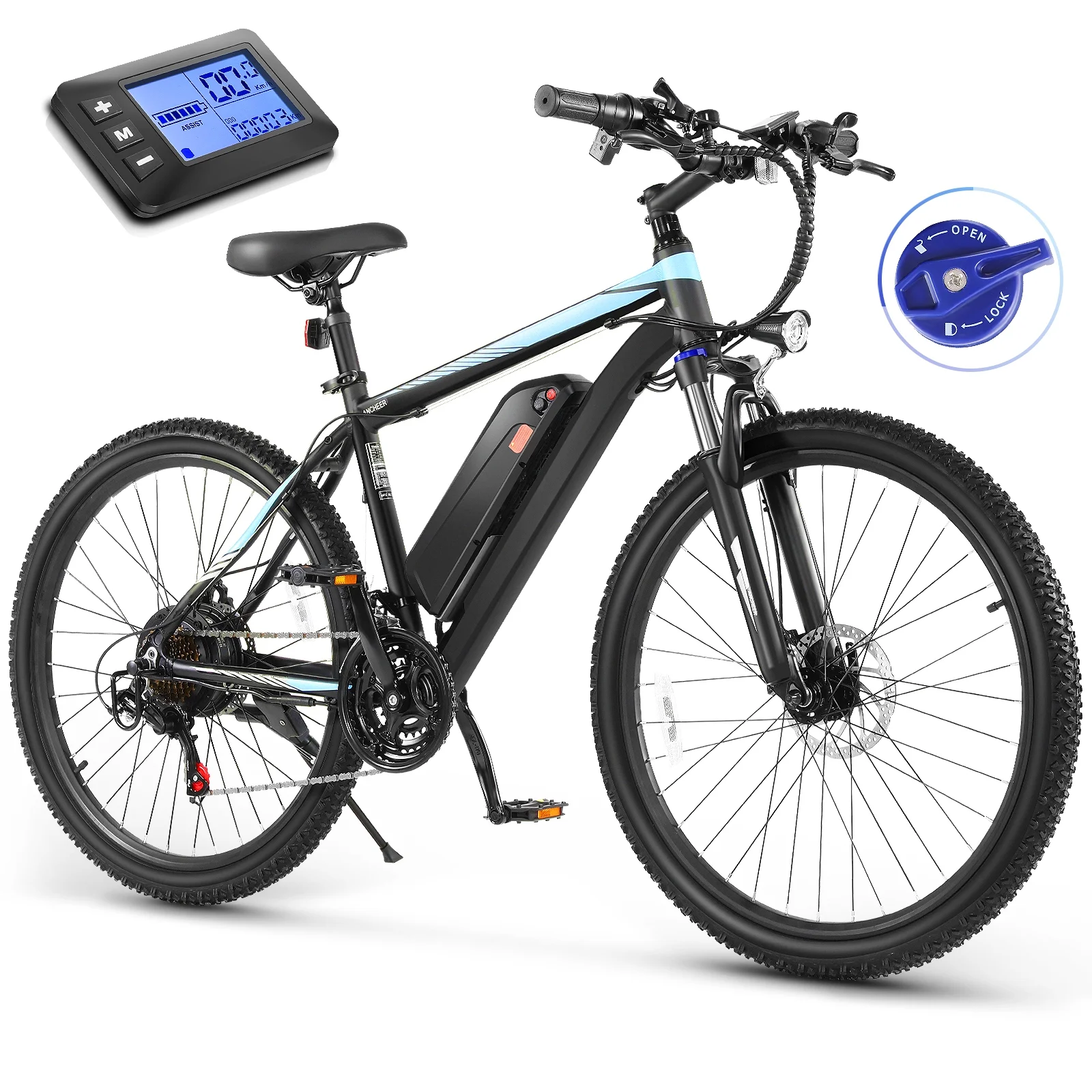 Electric Bike 26" x 2.1" Electric Bike for Adults 500W Electric Mountain Bicycle, 48V Battery City Ebike, Lockable Suspension Fork, Shimano 21 Speed
