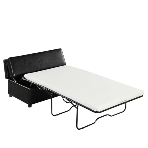 LUMISOL Folding Ottoman Sleeper Chair Bed with Mattress, Convertible Fold Out Sleeper Sofa Bed Guest Bed