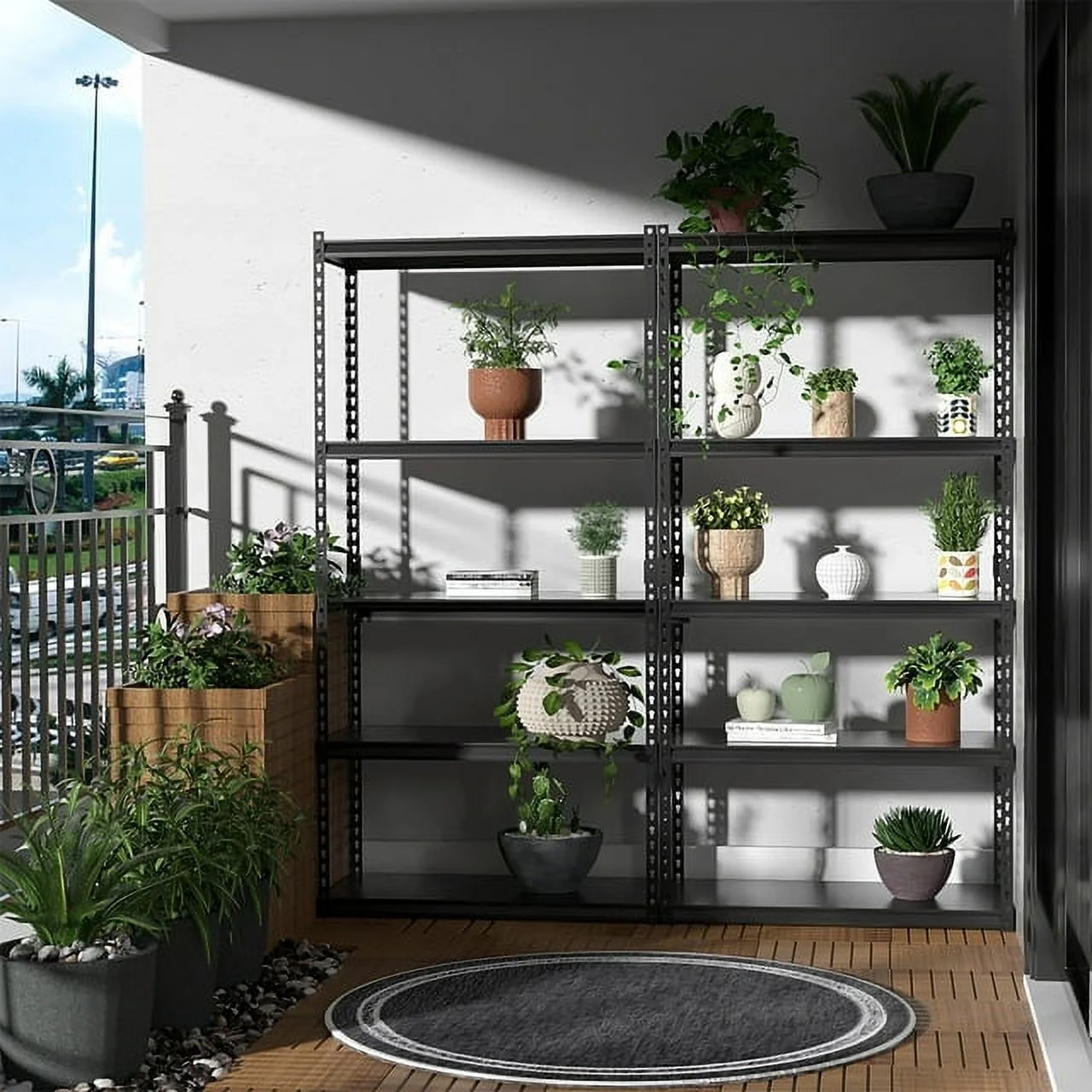 FICISOG 5 Tier Storage Shelves,2PK Heavy Duty Garage Shelving, 400lbs Load Capacity Each Layer