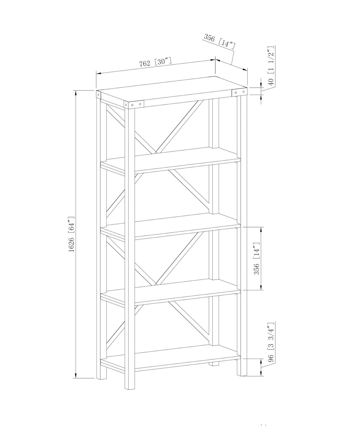 Walker Edison Farmhouse Metal x Bookcase - Honey Brow