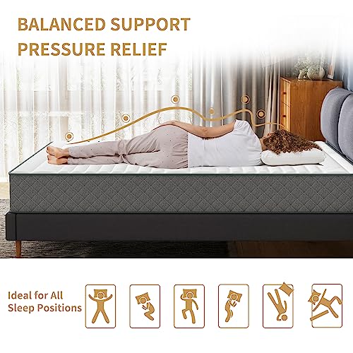 Full Mattress, 12 Inch Full Size Mattress with Cooling-Gel Memory Foam &Pocket Spring Hybrid, CertiPUR-US Certified, Medium Firm