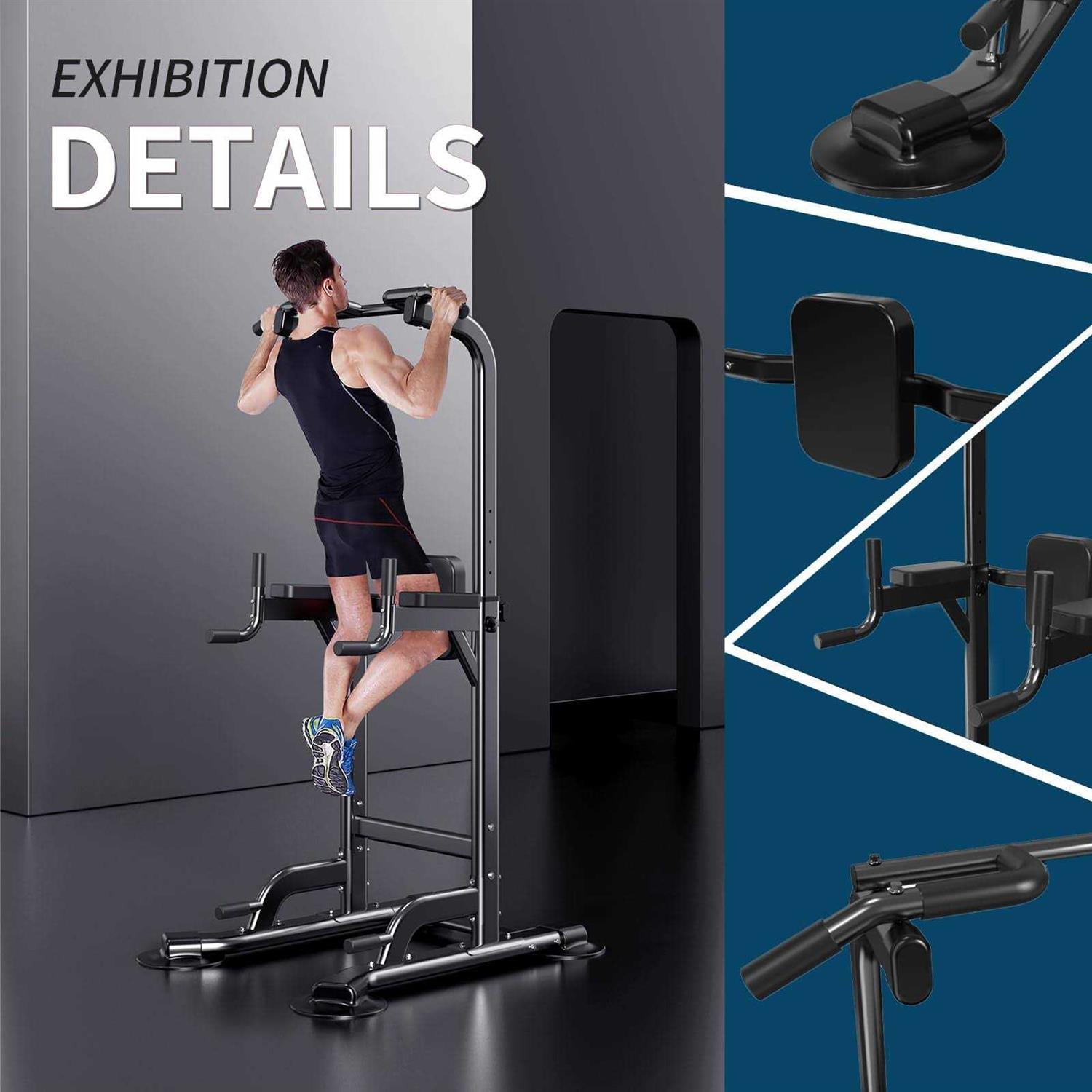 K KiNGKANG Power Tower Adjustable Height Pull Up Dip Station Multi-Function Home Strength Training Fitness Workout Station for Home Gym