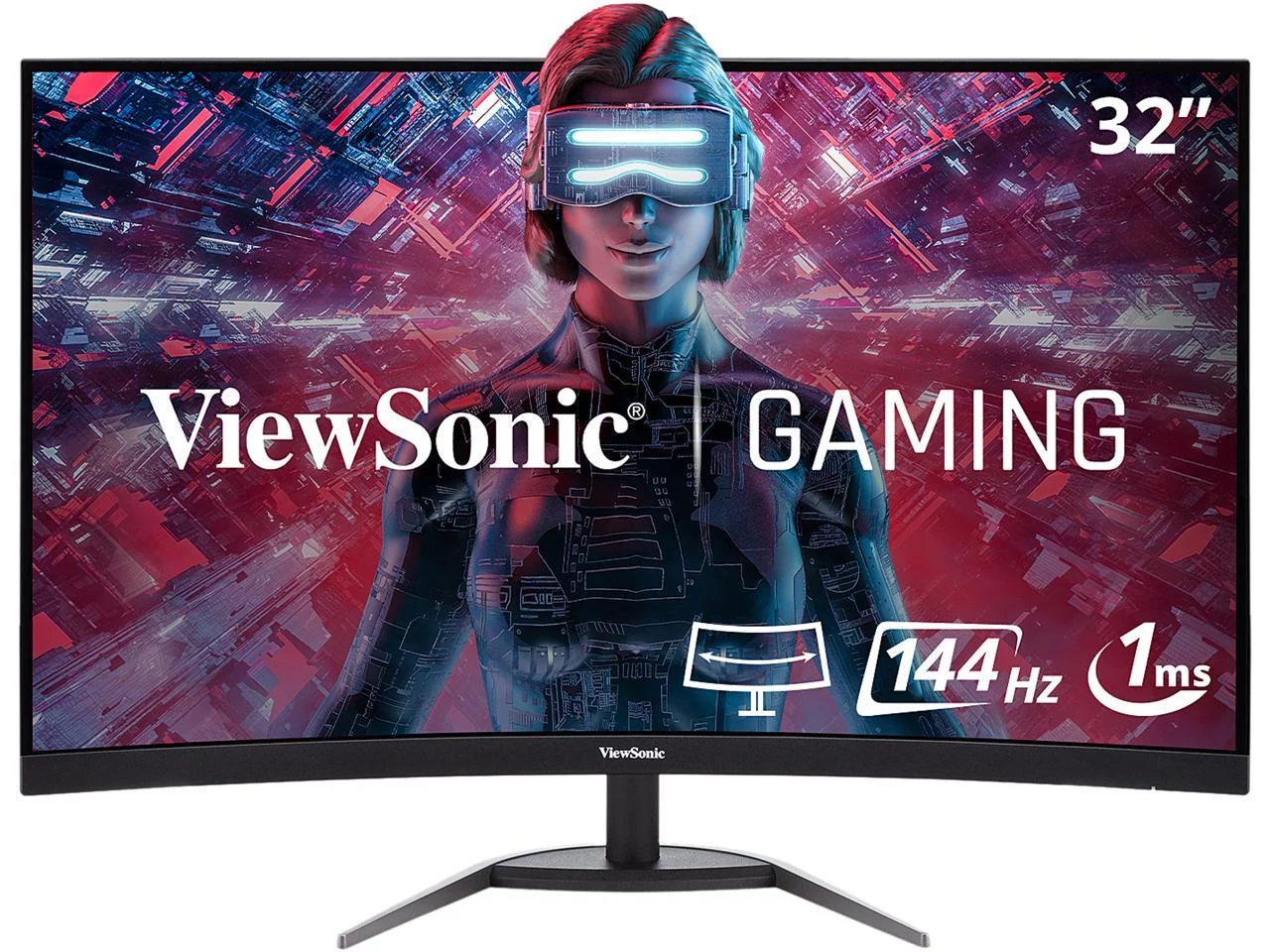ViewSonic VX3268-2KPC-MHD 32 Inch 1440p QHD Curved 144Hz 1ms Gaming Monitor with FreeSync Premium Eye Care HDMI and DP - Curated Treasures Market