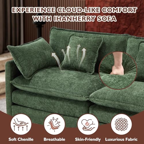 Ihanherry 111.4" U Shaped Modern Cloud Sofa Modular Sectional Couch with 2 Ottoman, 5-Seat Chenille Deep Seat Sofa with Pillow for Living Room