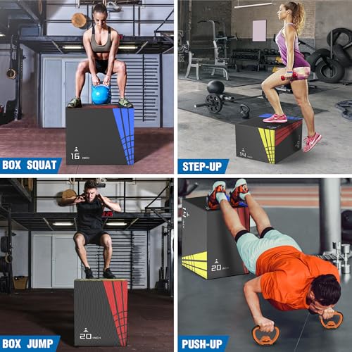 Heavy Foam Plyometric Jump Box, 3 in 1 Plyo Box with Non-Slip Surface, Box Jumps for home Gym, Box-Squat, Step-up, Jumping