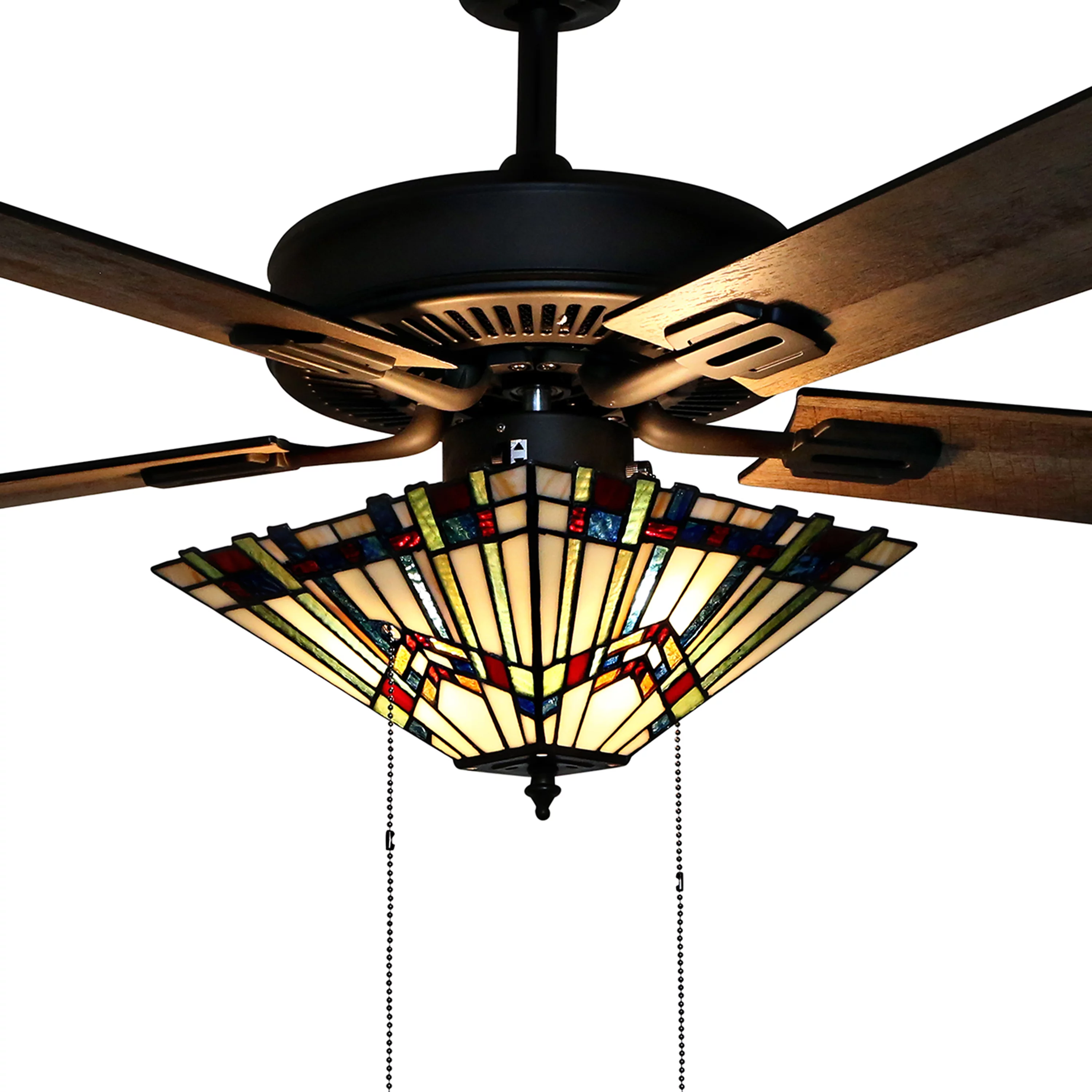 River of Goods 52" Geometric Abstraction Stained Glass LED Ceiling Fan with Light