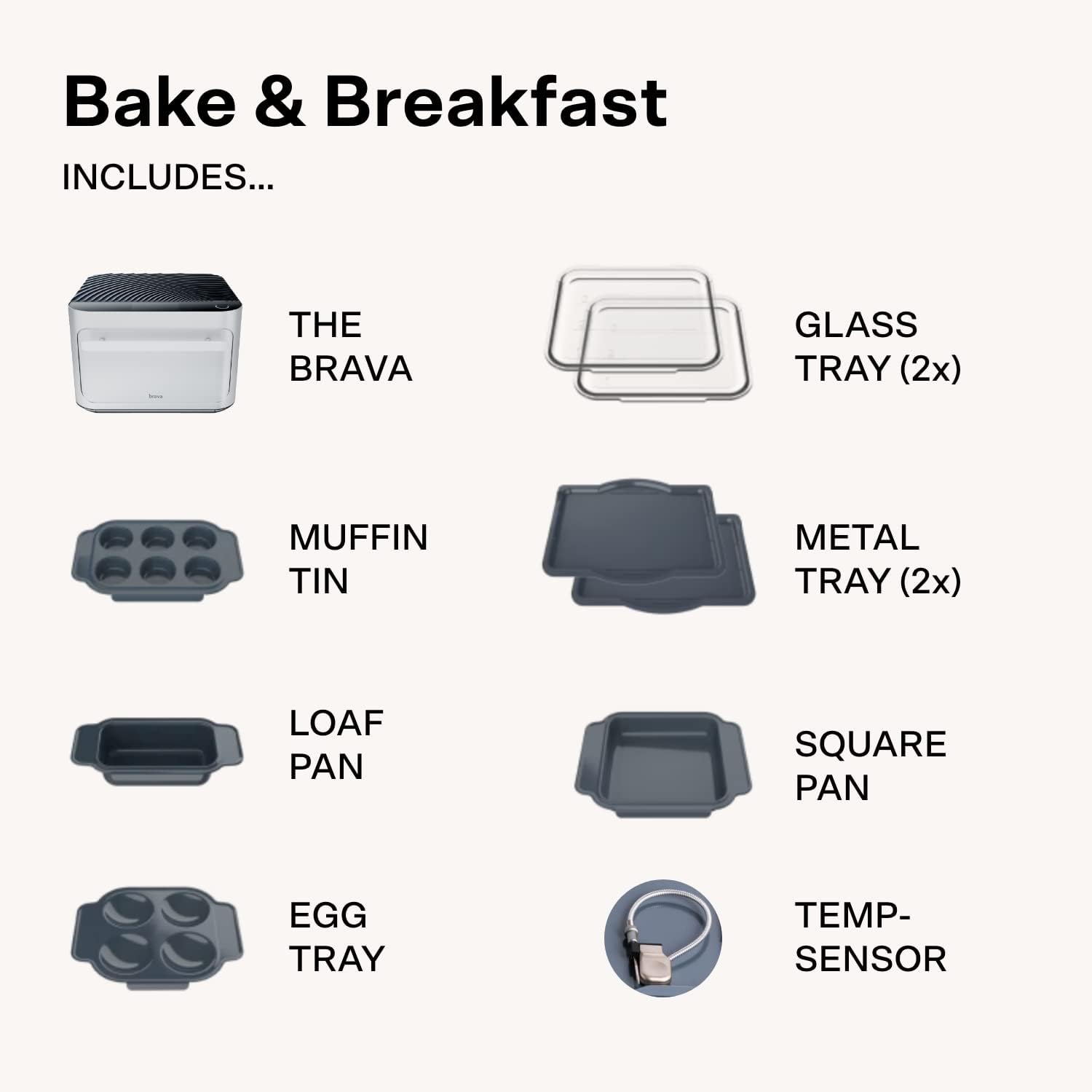 Brava Oven Bake & Breakfast Set: 10-in-1 Touchscreen Countertop Smart Oven, Air Fryer, 6-Slice Toaster, Slow Cooker, Reheater, Dehydrator