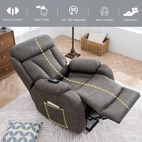Small Power Lift Recliner for Elderly, Lift Chair Recliners, Electric Recliner Chairs for Seniors, Remote Control, Adjustable, Side Pocket (Navy Blue)