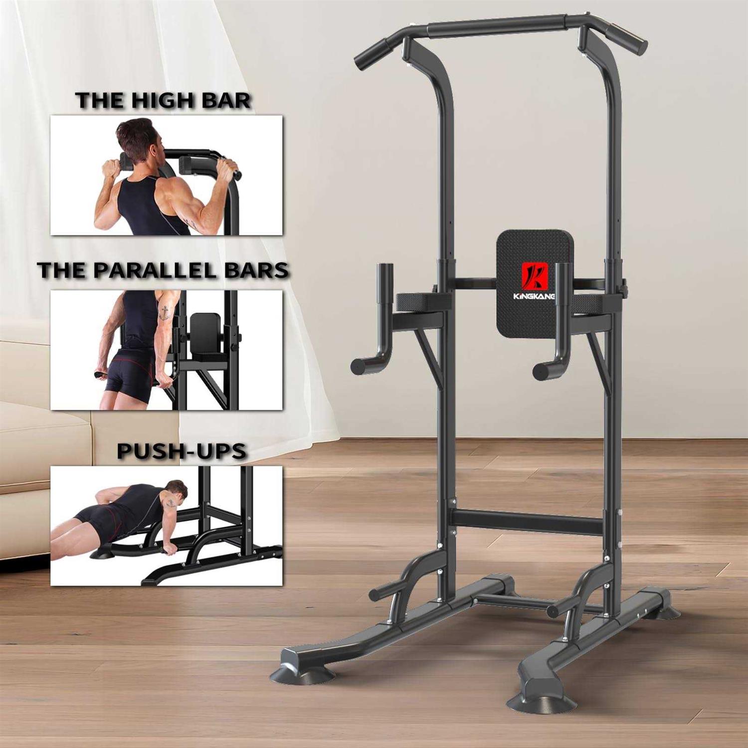 K KiNGKANG Power Tower Adjustable Height Pull Up Dip Station Multi-Function Home Strength Training Fitness Workout Station for Home Gym