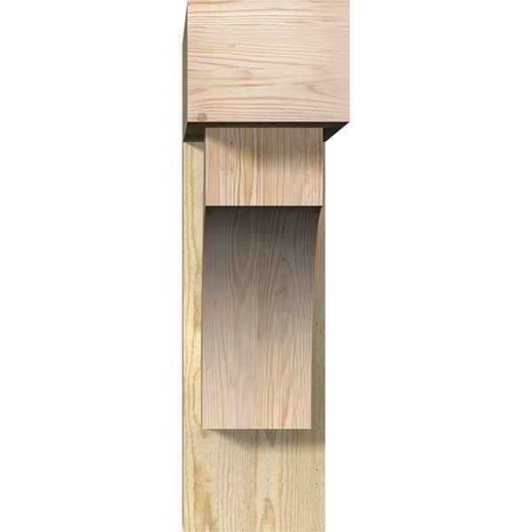 Ekena Millwork BKT0806X28X28WTL05RDF 8x22W x 28x22D x 28x22H Westlake Block Rough Sawn Bracket w/ Offset Brace, Douglas Fir