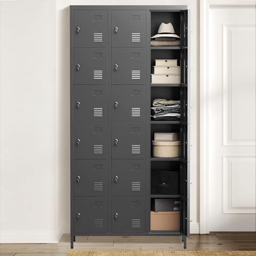 6 Doors Metal Lockers for Employees 72" H Storage Cabinet Lockable Locker with Shelves Steel Storage Locker for Gym School Office Home Requires