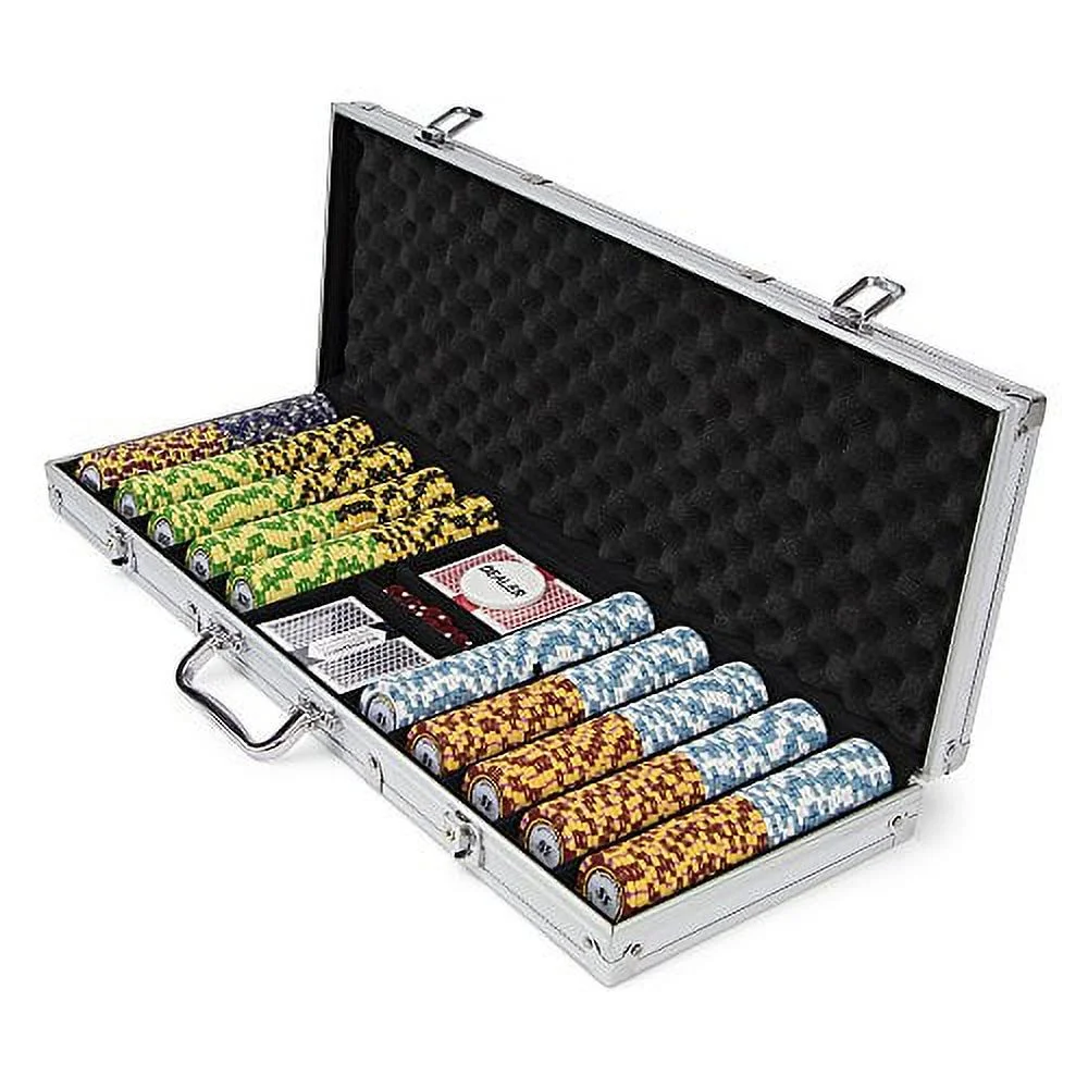500ct. Monte Carlo 14g Poker Chip Set in Aluminum Metal Carry Case