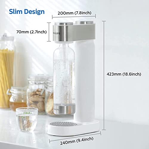 Philips Stainless Sparkling Water Maker Soda Maker Machine for Home Carbonating with BPA free PET 1L Carbonating Bottle