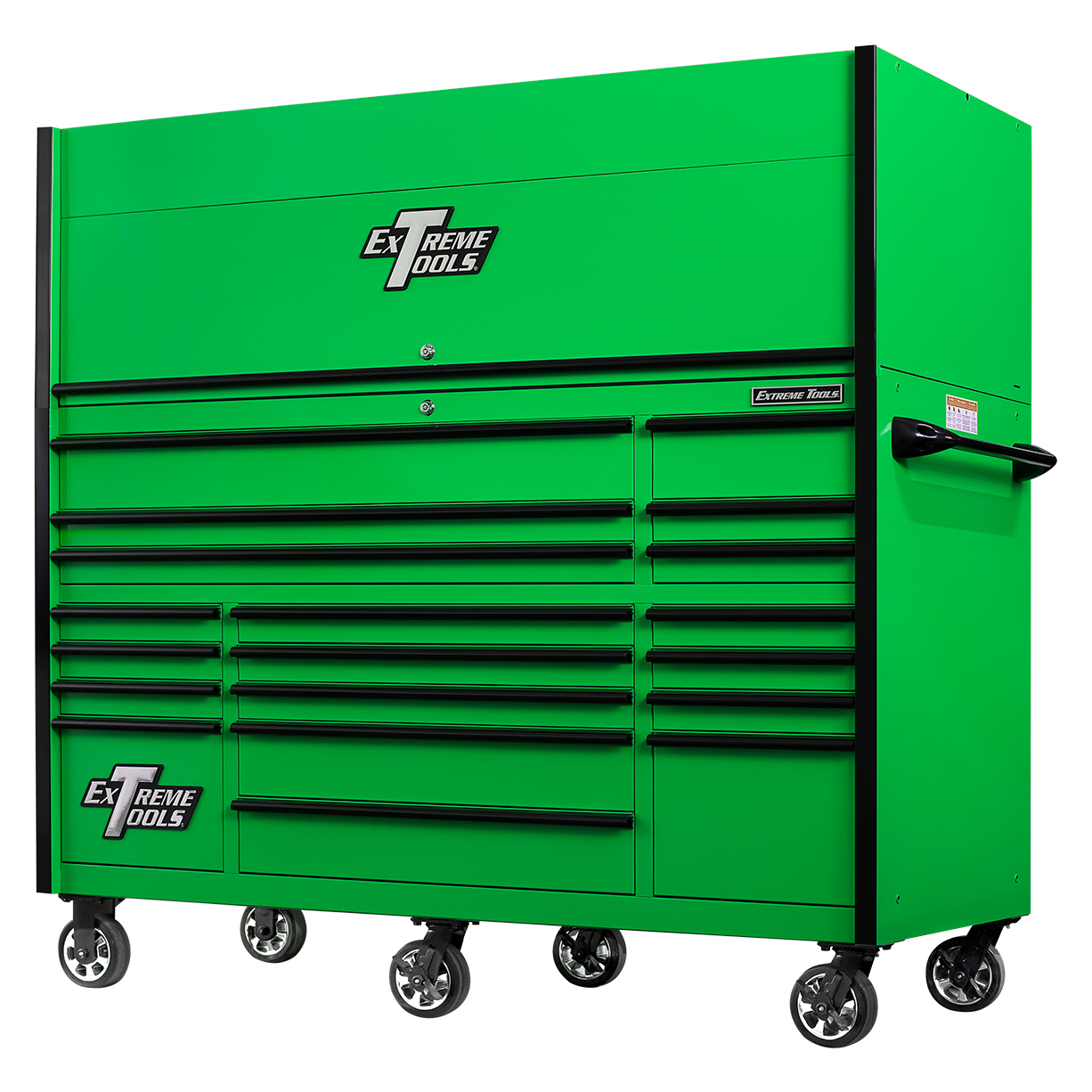 used toolboxExtreme Tools 72in. x 30in. 19 Drawers Triple Bank Roller Cabinet and Power Workstation Hutch Combo