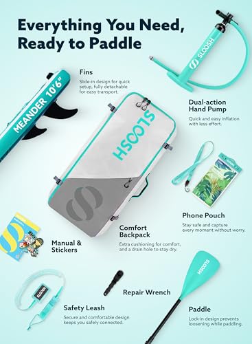 SLOOSH Inflatable Stand Up Paddle Board, 10'6" Inflatable Paddle Boards with Premium Accessories, Non-Slip EVA Deck, Ultra-Light Carry Bag Pump
