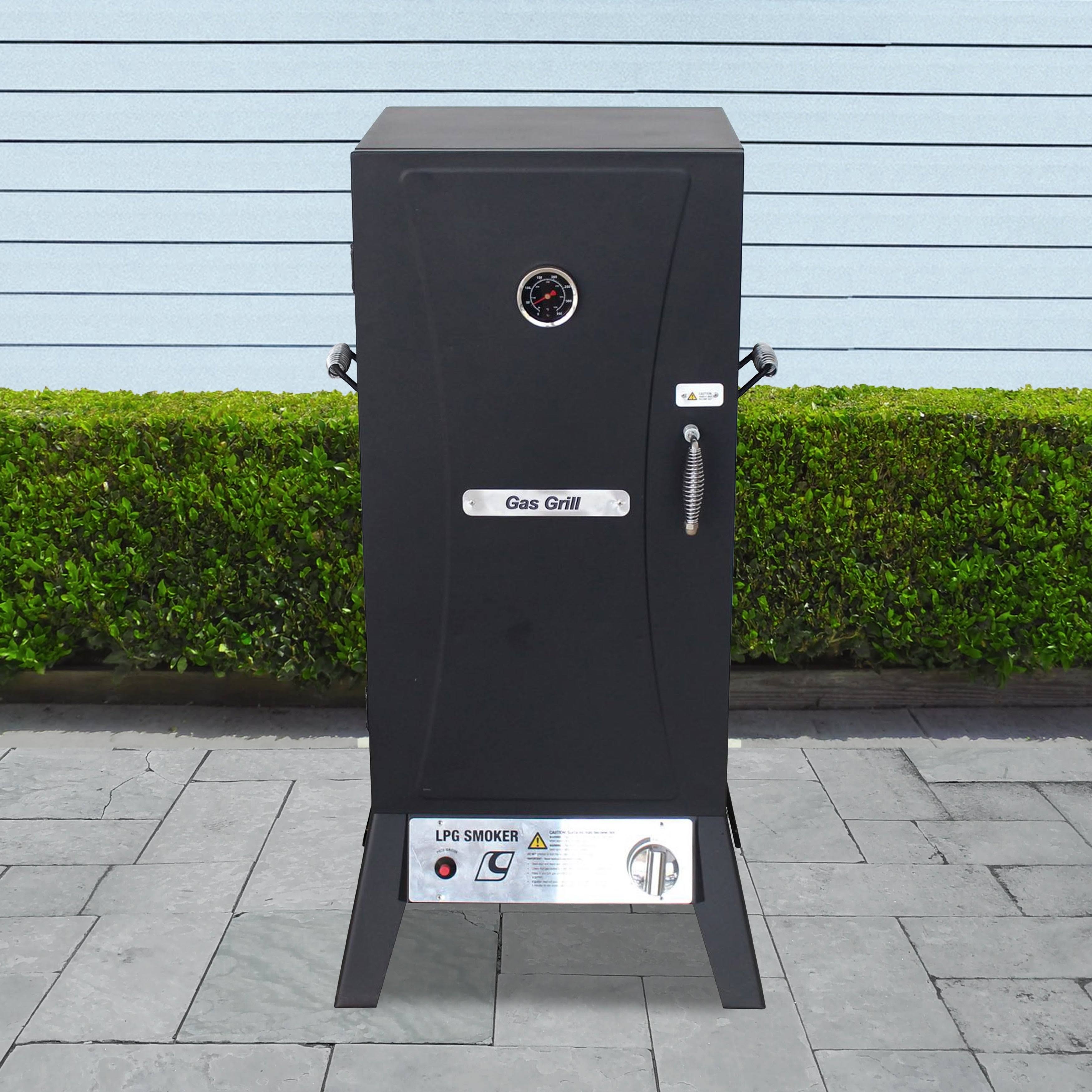 Aleko Bbqs03g Vertical Offset BBQ GAS Smoker with Temperature Gauge - Black