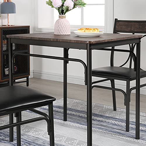 VECELO Kitchen Dining Room Table Set with 2 Chairs for Small Space, Apartment,Metal Steel Frame