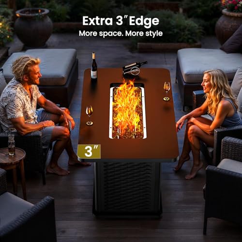 Ciays 43-Inch Rectangular Propane Fire Pit with 60,000 BTU Output, Gas with Cover and Rocks