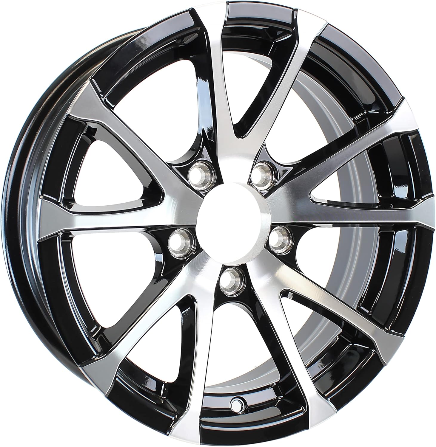 eCustomRim 2-Pack Aluminum Trailer Wheels 12X4 12 Inch Rim Black Machined 5 Lug LZAV24545BM