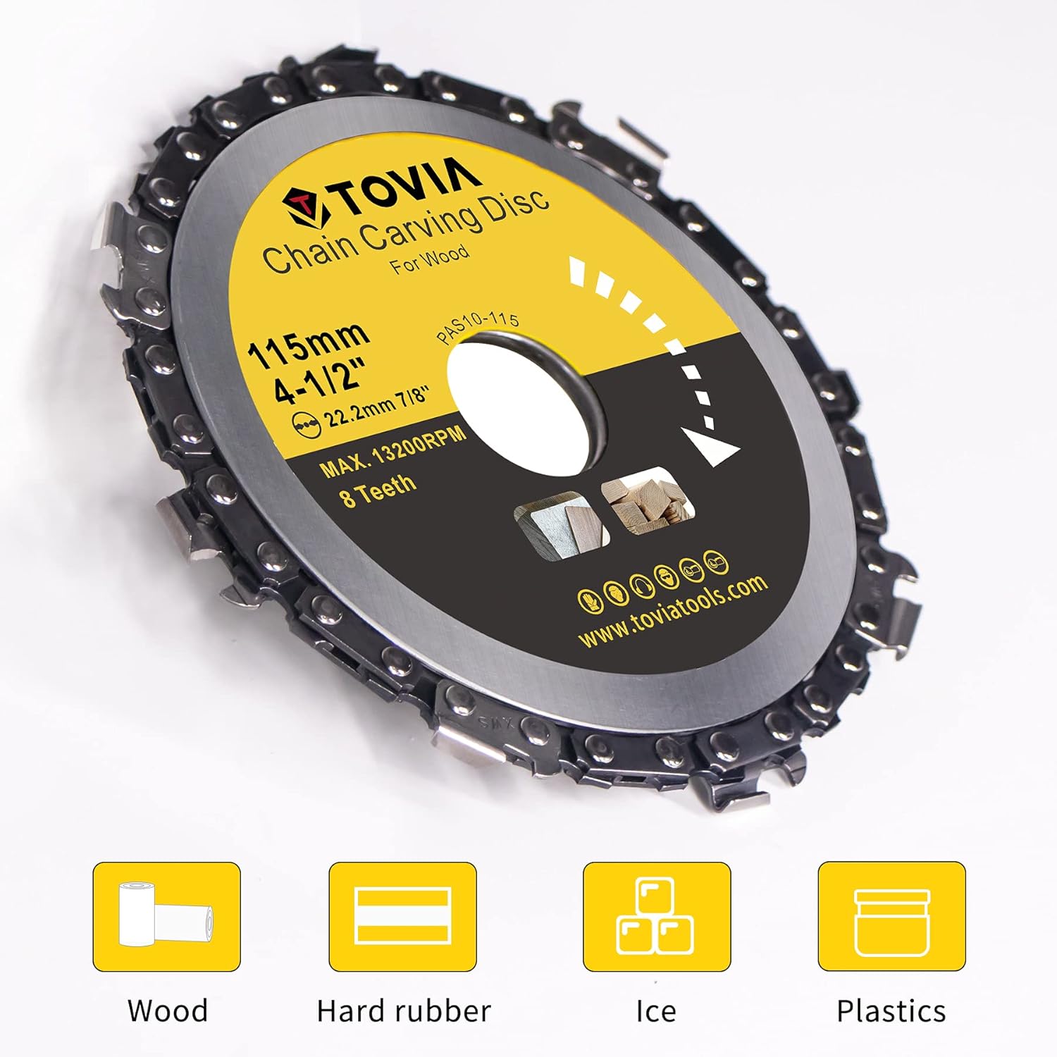 T TOVIA 4 1/2 Inch Grinder Wood Carving Disc, Chain Sawtooth Saw Blade Stump Remover Angle Grinder Tool Chain Disc for Cutting, Carving