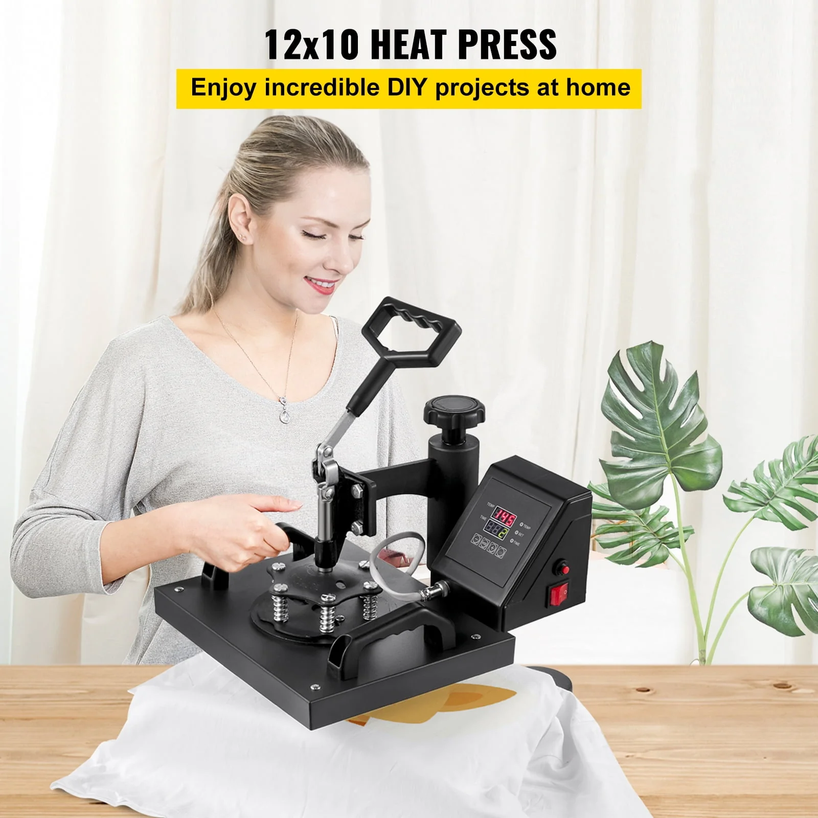 VEVOR 12X10 inch Heat Press Dual Digital Heat Press Machine 650W Swing Away Heat Press T-Shirt Sublimation Printer Transfer 360 Degree Rotation for