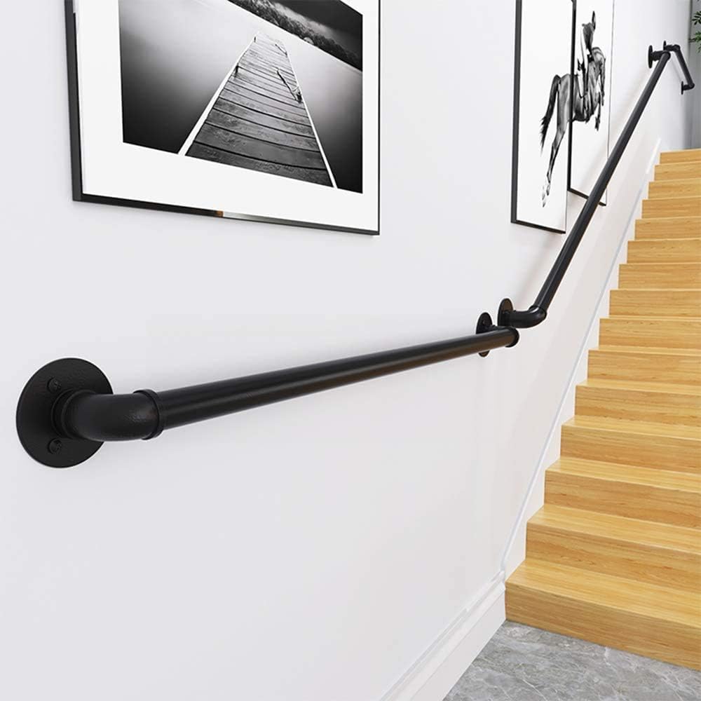KaBenGo Hand Railings for Stairs Metal Pipe Staircase Handrail Wall Mount Decoration Rail for Outdoor & Indoor Steps Baluster Complete Kit/Easy to