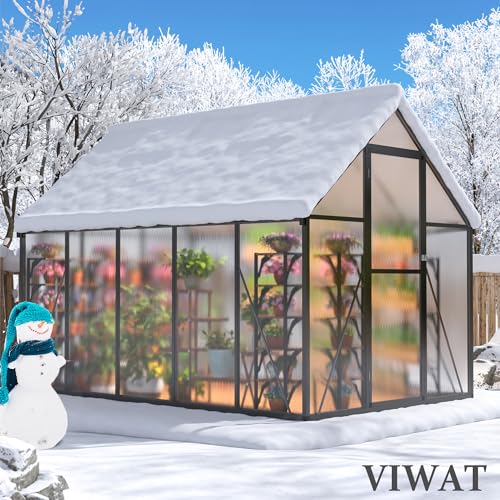 6x7.5 FT Greenhouse for Outdoors, Polycarbonate Greenhouse with Quick Setup Structure and Roof Vent