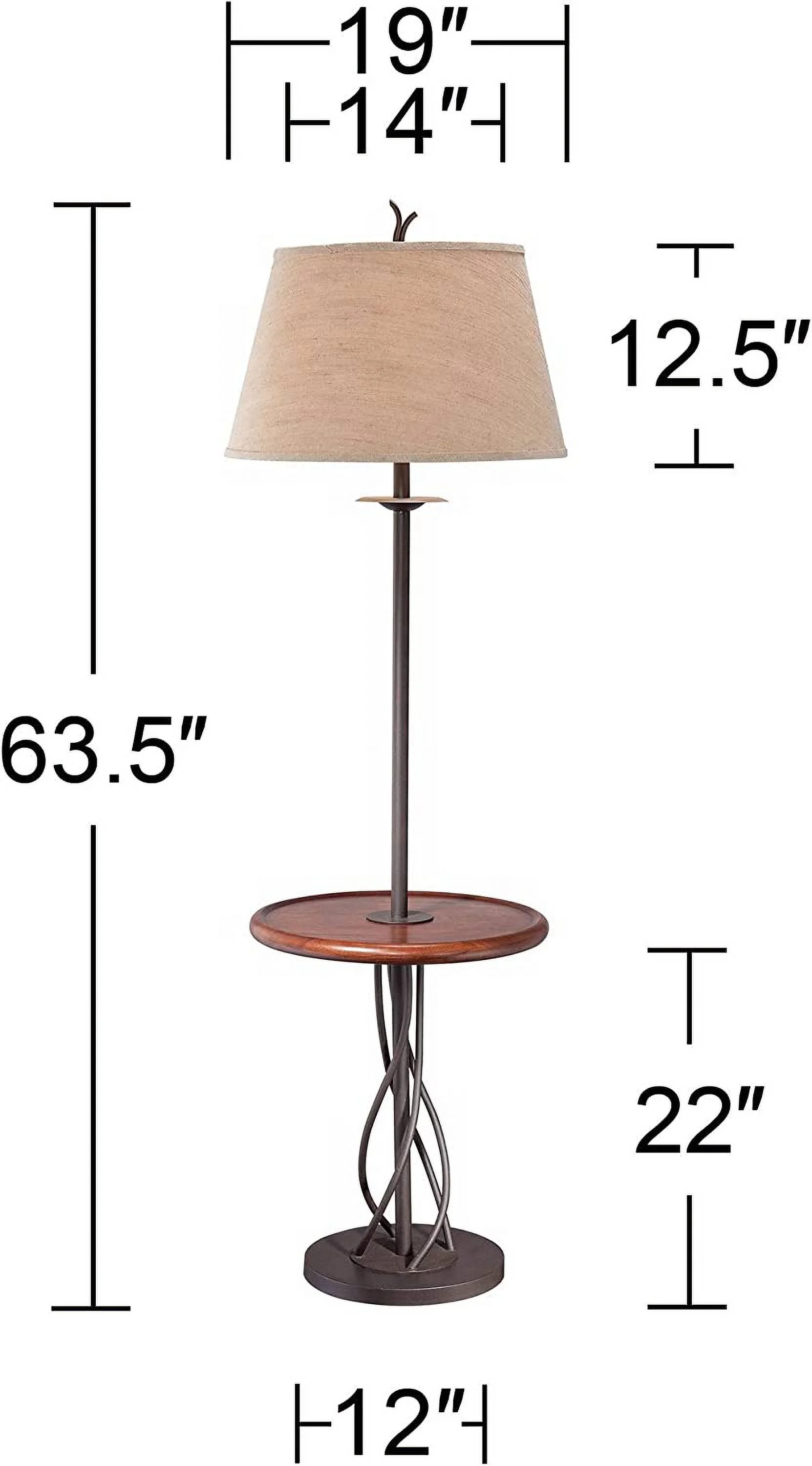 RUNFAYBIU Rustic Farmhouse Country Cottage Floor Lamp with Tray End Table 63.5"