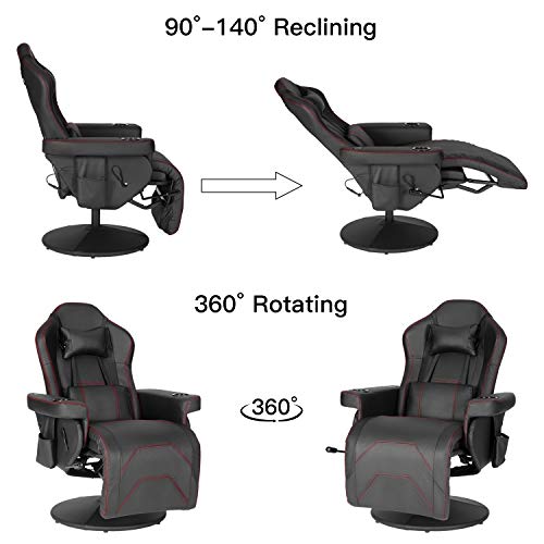 Modern-Depo Gaming Recliner Chair with Speakers, Massage, High Back, Cupholder, Headrest, Lumbar Support