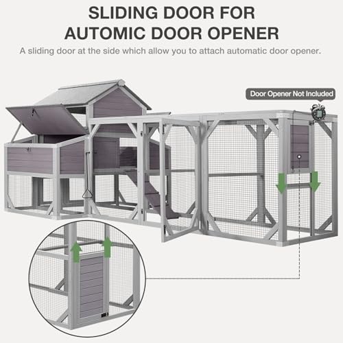 Large Chicken Coop with Run - Outdoor Chicken House for 6-8 Chickens with Six Nesting Box, Five Perches, Leakproof Pull-on Tray