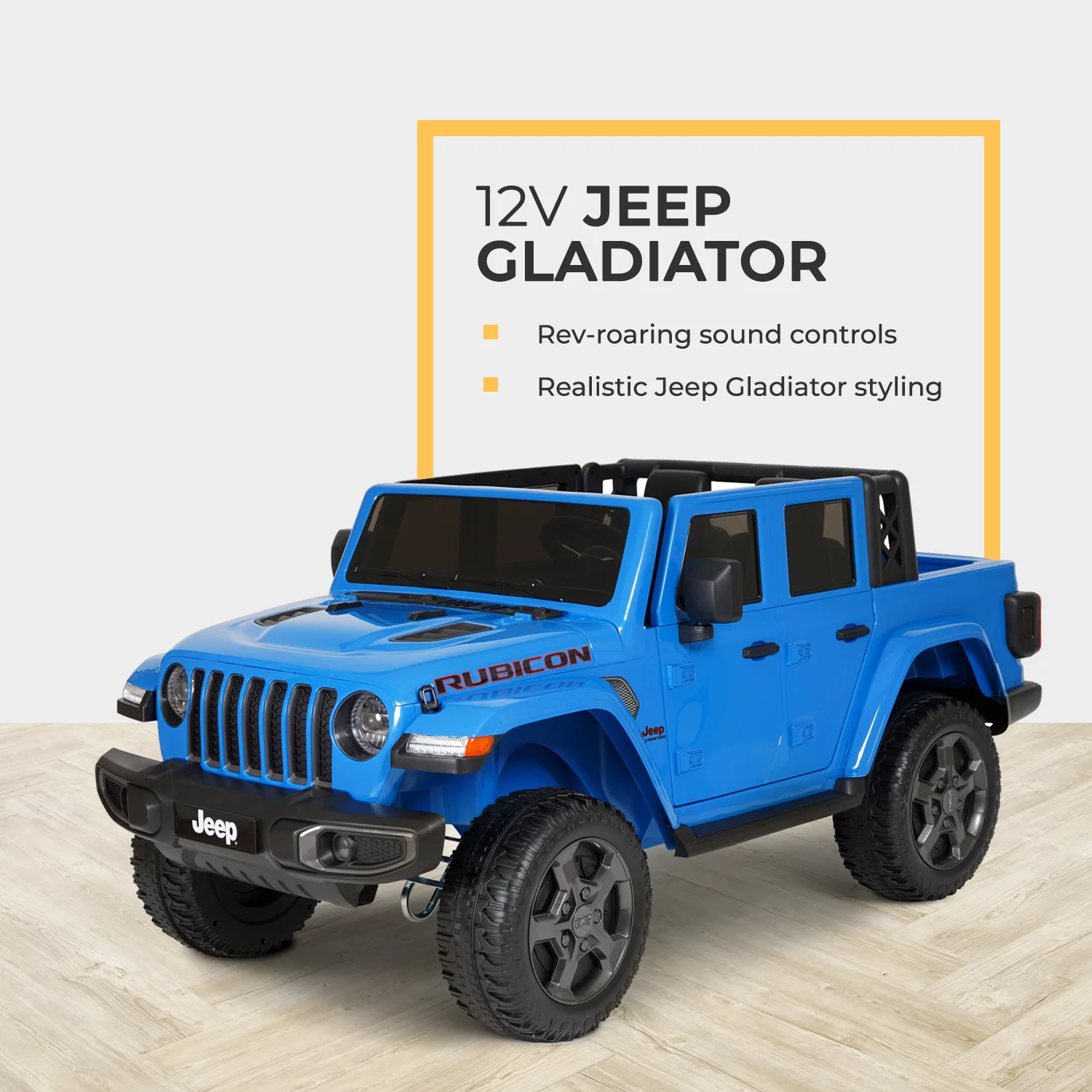 12V Jeep Gladiator Battery Powered Ride-on Vehicle for Kids, in Blue by Hyper Toys, for a Child Ages 3-8 - Radiant Selections