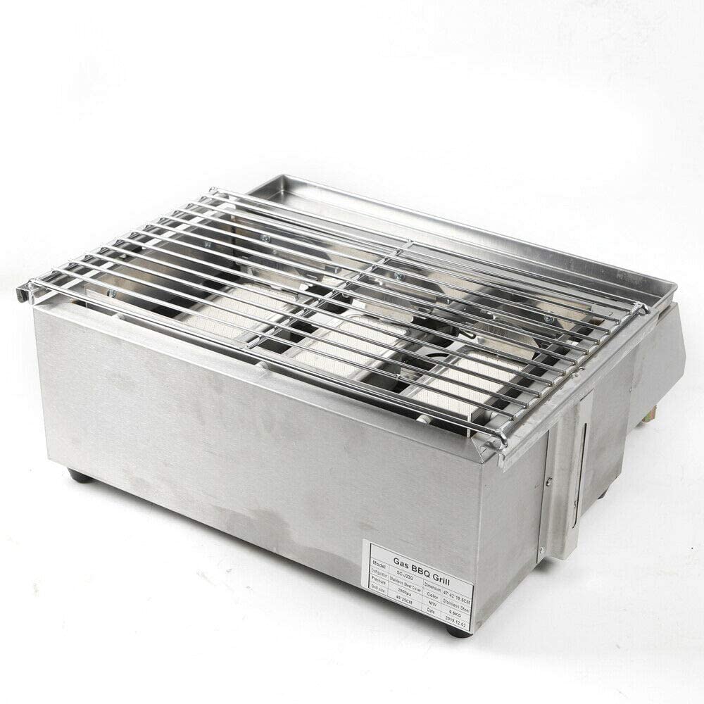 Oukaning Outdoor Portable Barbecue Grill 3-Burner Gas Grill Cooker Stainless Steel 2800Pa