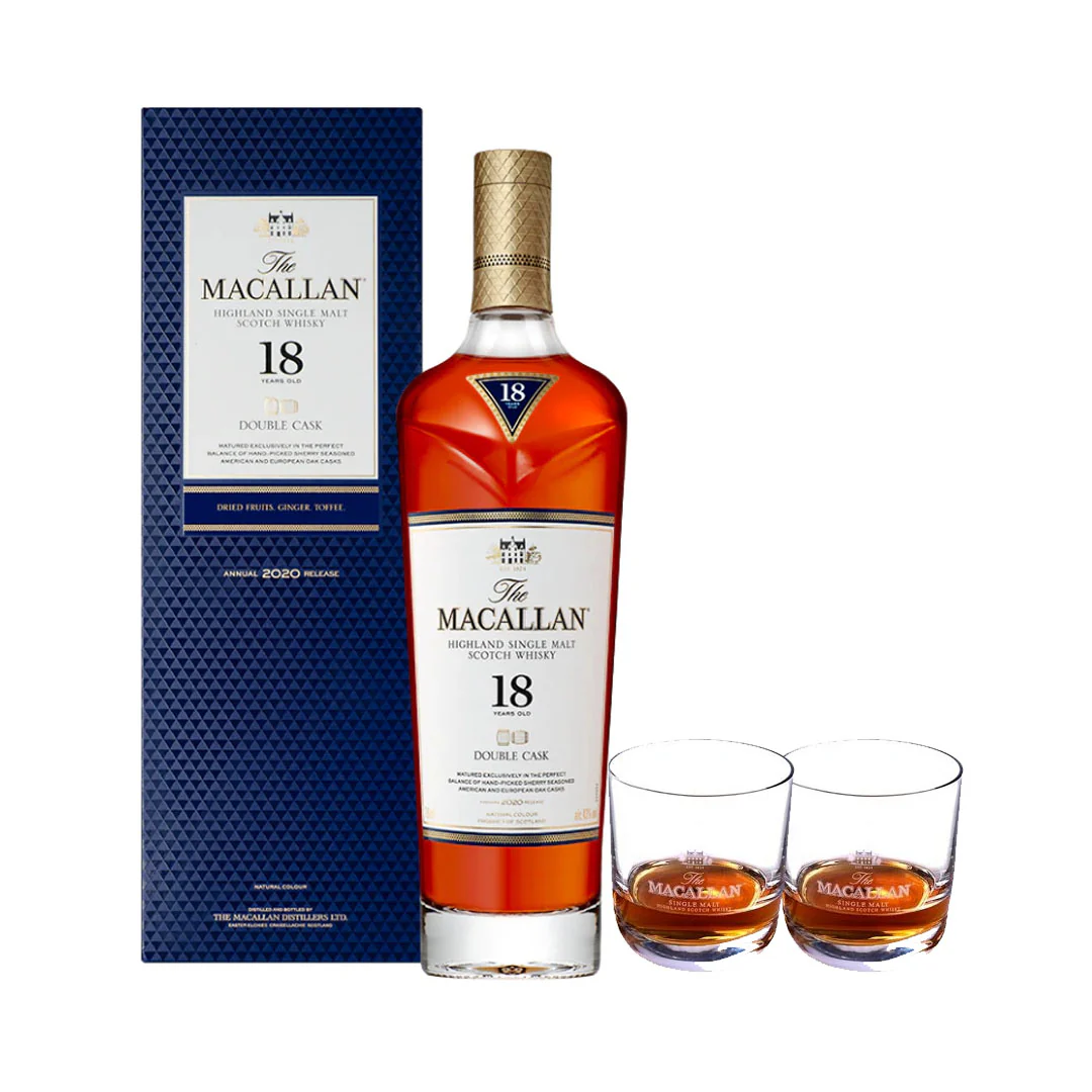The Macallan 18 Year Old Double Cask W/ 2 Official Glasses 750ml - Nestor Liquor