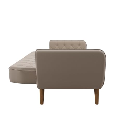 Novogratz Tallulah Memory Foam Futon, Convertible Couch, Camel Faux Leather
