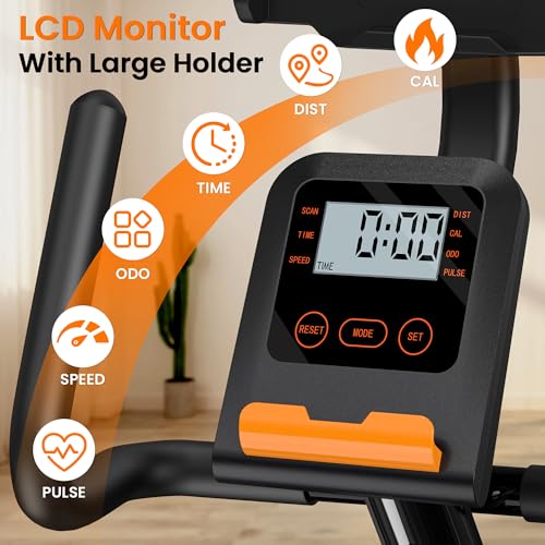 Recumbent Exercise Bike for Home Use, Quiet Recumbent Stationary Bikes for Adults & Seniors, 16-Level Resistance, Adjustable Seat, Supports 400LB