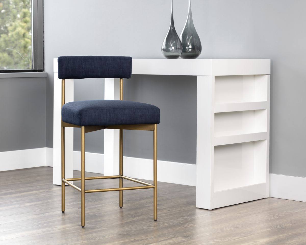 Sunpan Seneca Counter Stool - Antique Brass - Arena Navy
