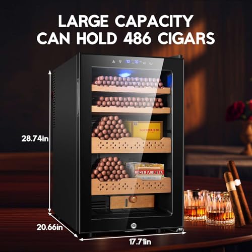 Tylza 35L Cigar Humidor Cabinet, 260 Counts Electric Humidors for Cigars with Humidity & Temperature Control, Digital Hygrometer, Spanish Cedar Wood