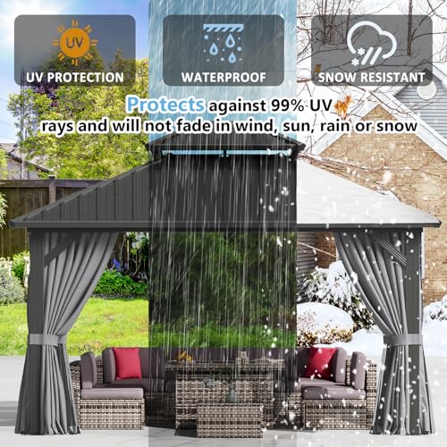 Aoxun 10' X 12' Hardtop Gazebo, Aluminum Metal Outdoor Gazebo with Galvanized Steel Double Roof