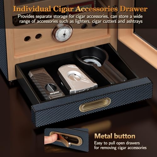 Cigar Humidor, Lighted Control Magnetic Door Desktop Cigar Humidor Cabinet
