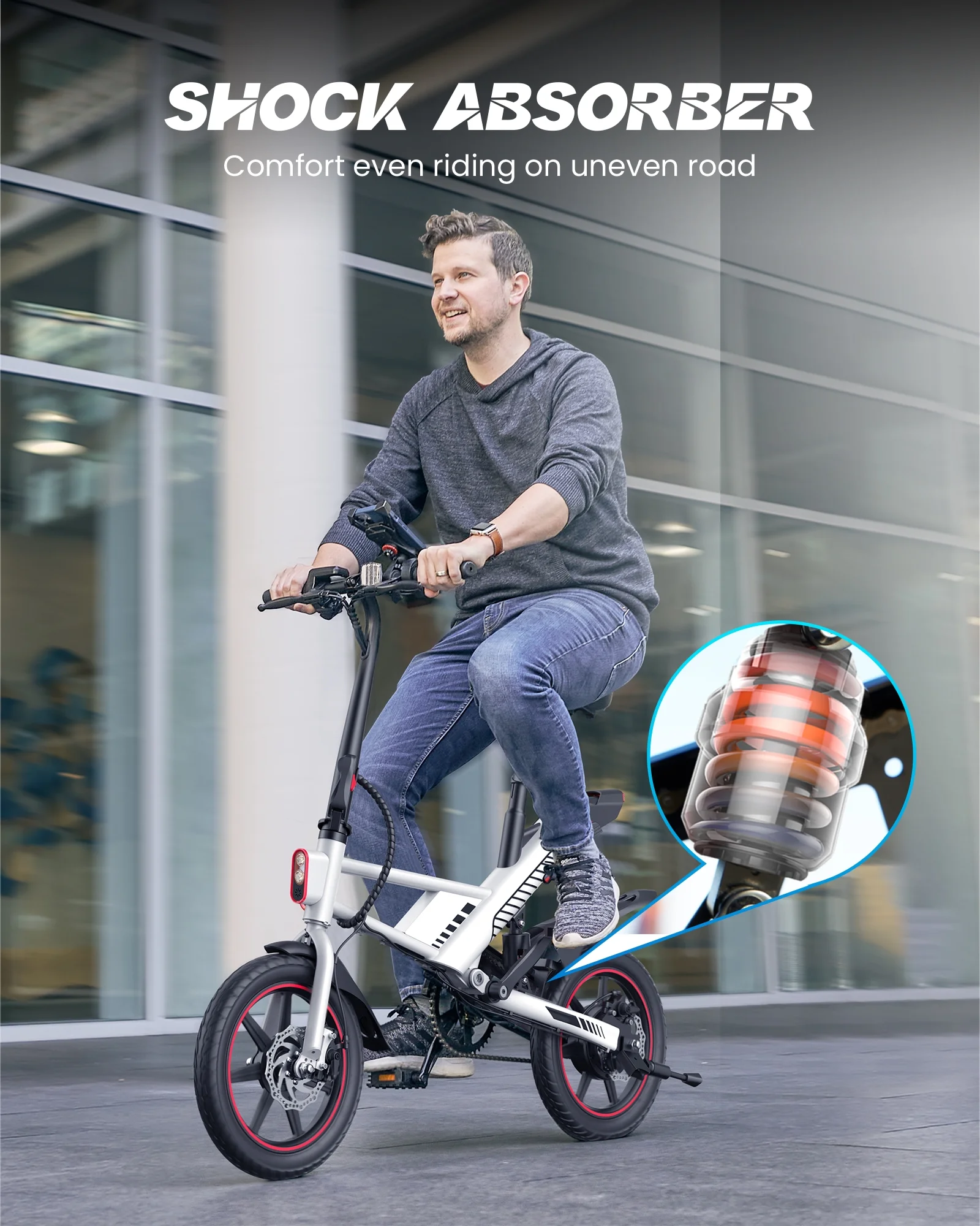 Kistp 14 450W Folding Electric Bike for Adults, 18.6MPH 3 Riding Modes Electric Bike with 36V 10.5AH Battery UL2849 Certificate